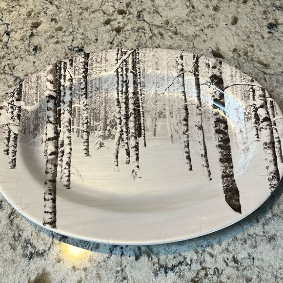 Pier One Winter Birch Snow Forest Platter Birch Trees New - Picture 1 of 4